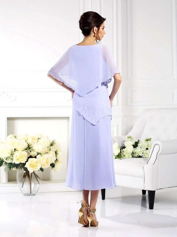 Sheath Chiffon Tea-Length Dress - Chloe Dress