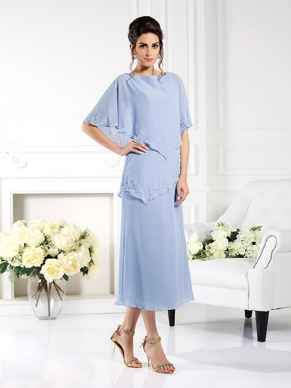 Sheath Chiffon Tea-Length Dress - Chloe Dress
