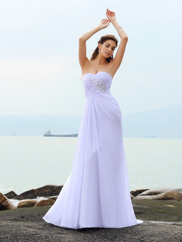 Sheath Sweetheart Chiffon Sleeveless Wedding Dress - Chloe Dress