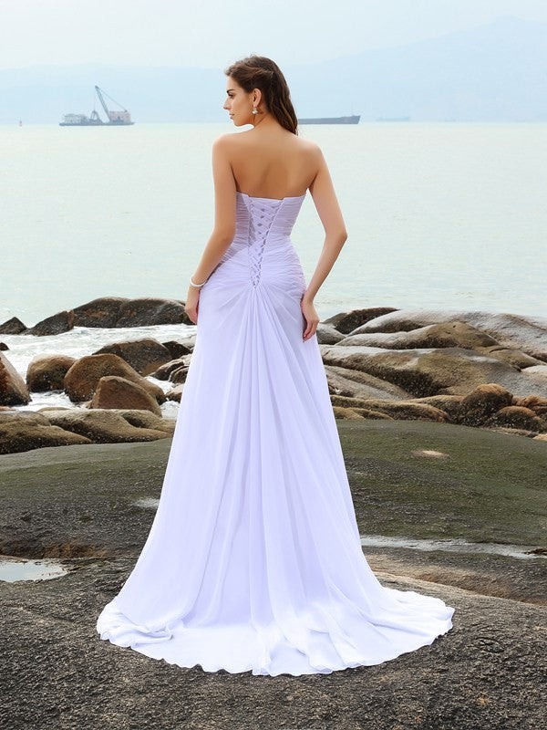 Sheath Sweetheart Chiffon Sleeveless Wedding Dress - Chloe Dress