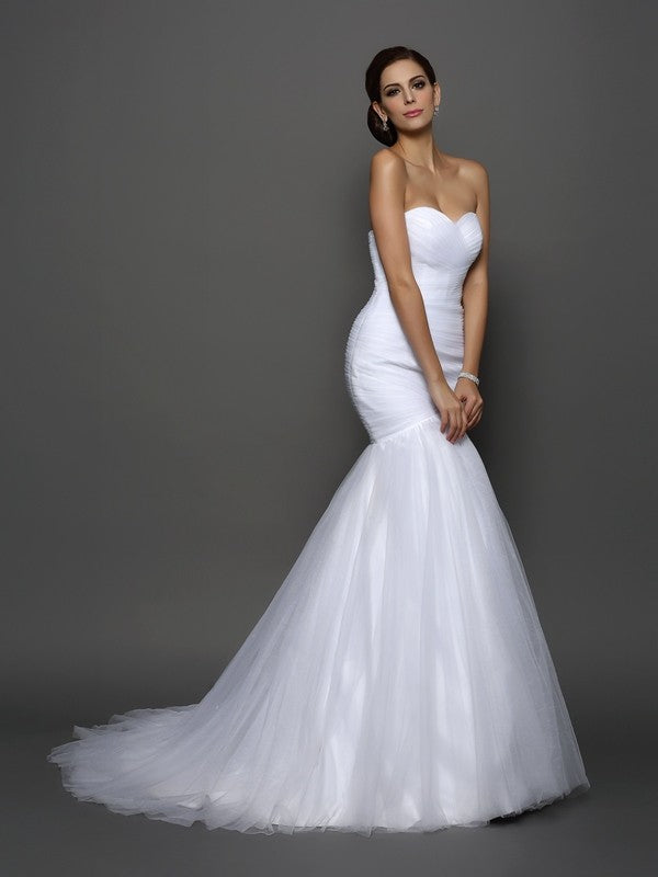 Mermaid Sweetheart Sleeveless Pleated Wedding Dress - Chloe Dress