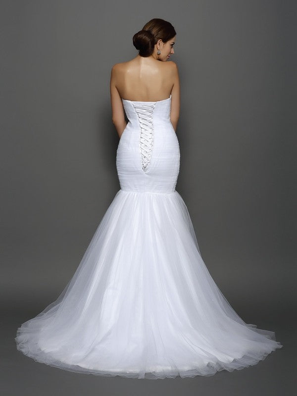 Mermaid Sweetheart Sleeveless Pleated Wedding Dress - Chloe Dress