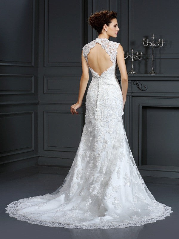 Sheath V-Neck Lace Sleeveless Wedding Dress - Chloe Dress