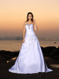 A-Line Strapless Satin Sleeveless Wedding Dress - Chloe Dress