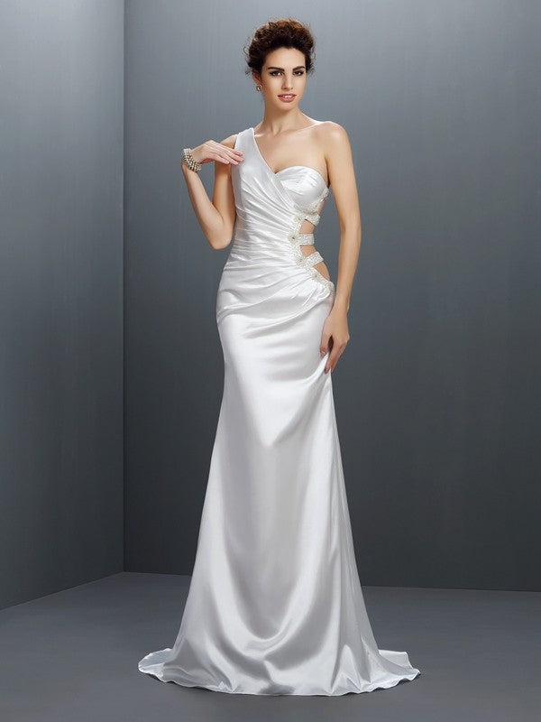Mermaid One-Shoulder Satin Sleeveless Dress - Chloe Dress