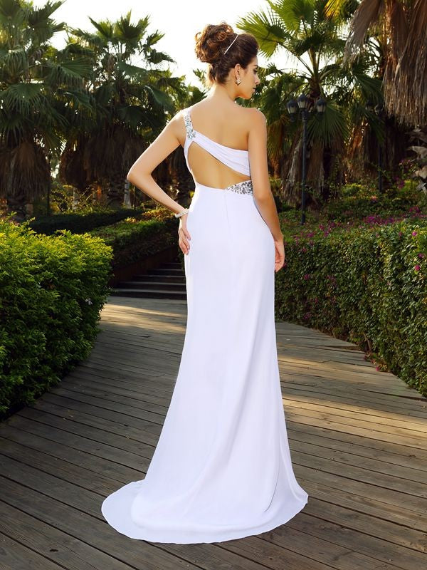 A-Line One-Shoulder Chiffon Sleeveless Wedding Dress - Chloe Dress