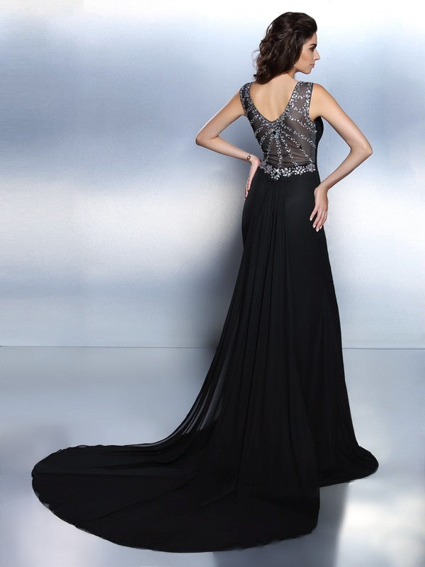 Mermaid Chiffon Sleeveless Tea-Length Dress - Chloe Dress