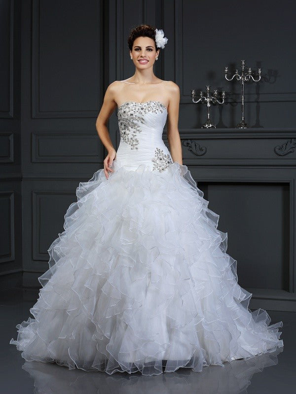 Ball Gown Strapless Organza Sleeveless Wedding Gown - Chloe Dress