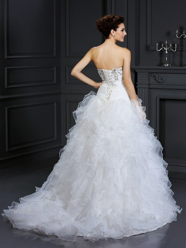 Ball Gown Strapless Organza Sleeveless Wedding Gown - Chloe Dress