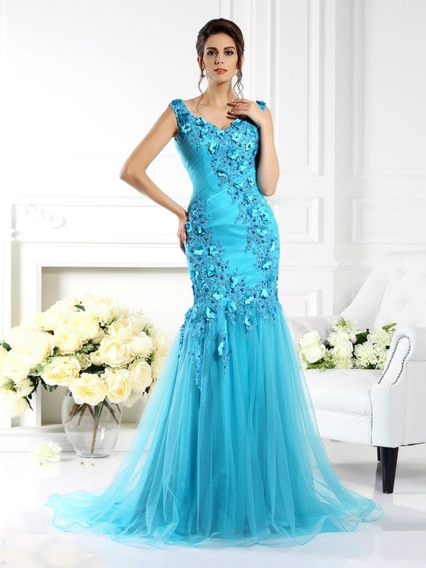 Mermaid Satin Sleeveless Applique Dress - Chloe Dress