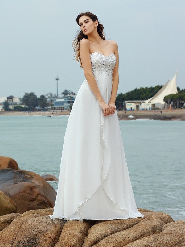 A-Line Sweetheart Chiffon Sleeveless Wedding Dress - Chloe Dress
