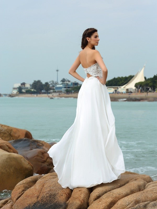 A-Line Sweetheart Chiffon Sleeveless Wedding Dress - Chloe Dress