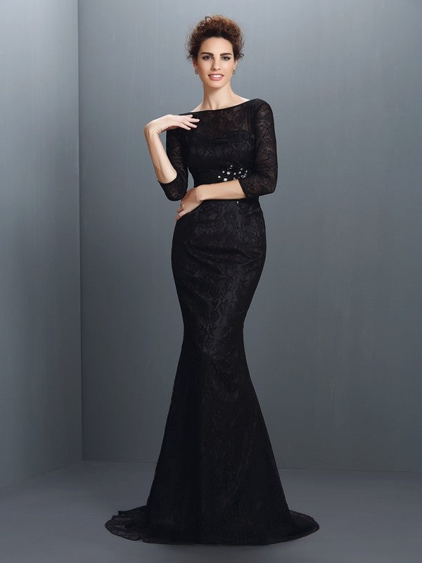 Mermaid Satin Three-Quarter Sleeve Tea-Length Dress - Chloe Dress