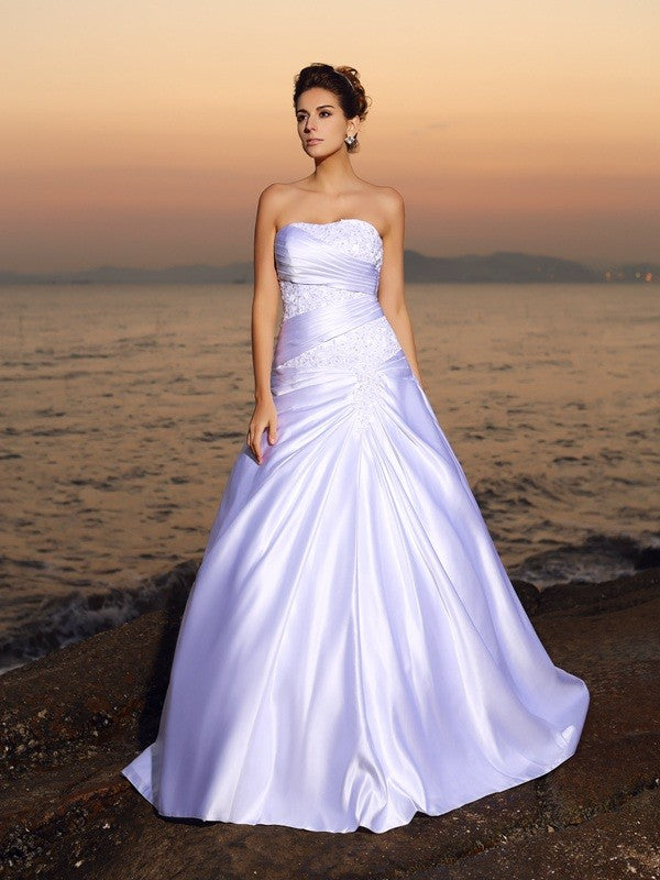 Ball Gown Strapless Satin Sleeveless Wedding Gown - Chloe Dress