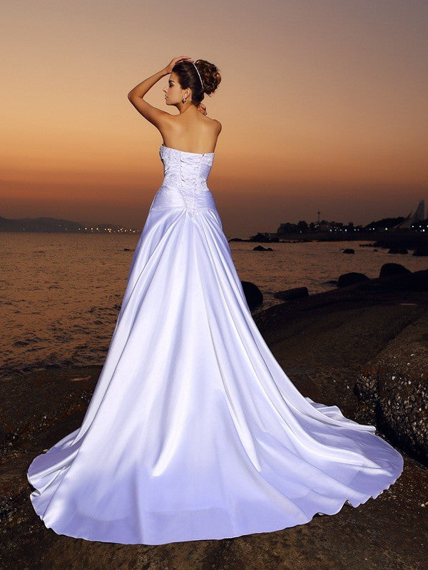 Ball Gown Strapless Satin Sleeveless Wedding Gown - Chloe Dress
