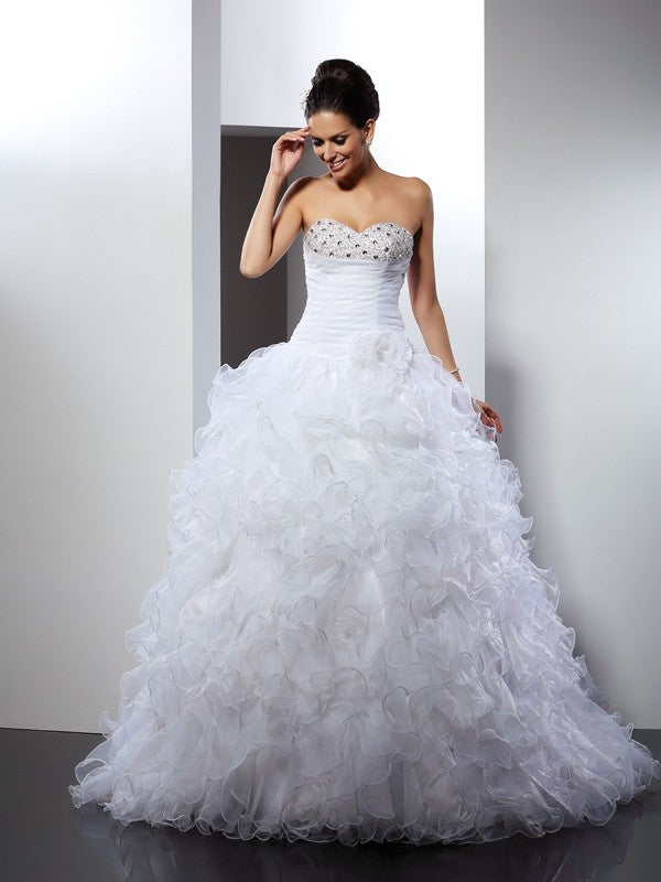 Ball Gown Sweetheart Organza Sleeveless Wedding Gown - Chloe Dress