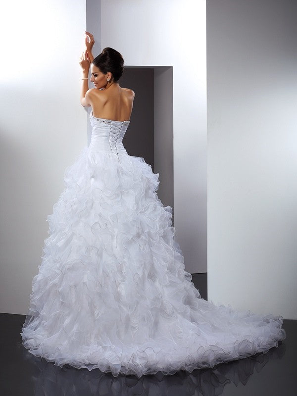 Ball Gown Sweetheart Organza Sleeveless Wedding Gown - Chloe Dress