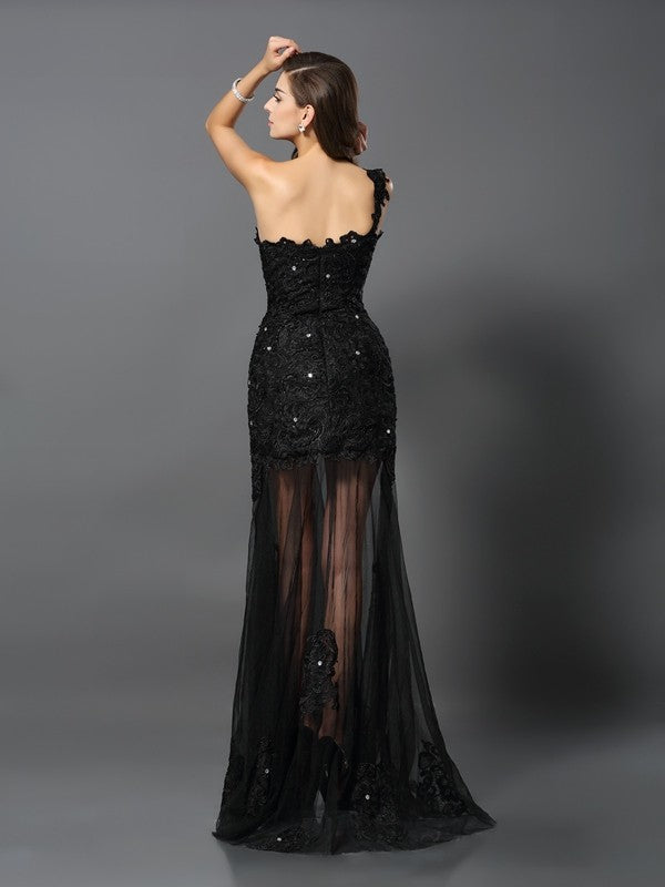 Sheath One-Shoulder Lace Sleeveless Applique Dress - Chloe Dress