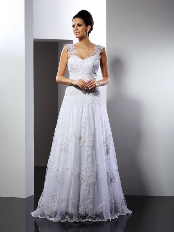 A-Line Lace Sleeveless Applique Wedding Dress - Chloe Dress