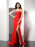 Sheath One-Shoulder Chiffon Three-Quarter Sleeve Dress - Chloe Dress