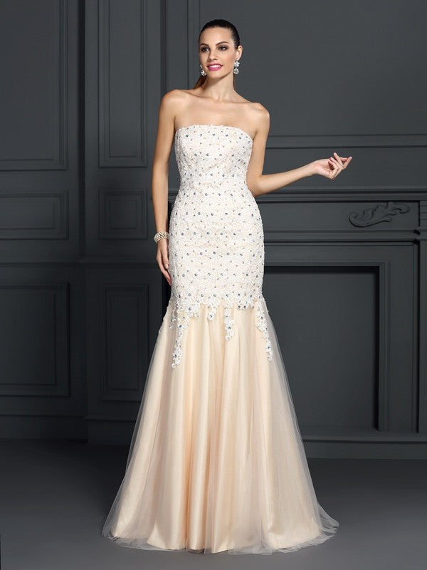 Mermaid Strapless Satin Sleeveless Dress - Chloe Dress