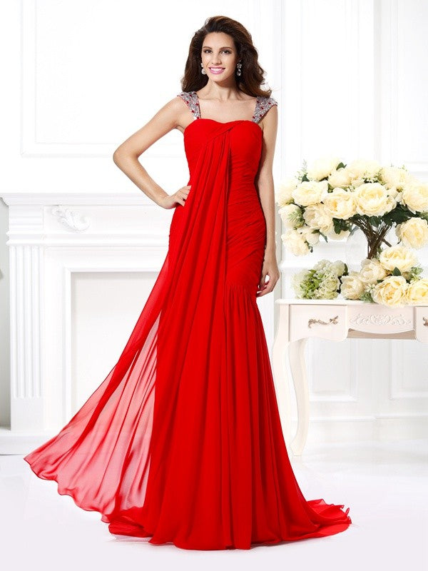 Mermaid Chiffon Sleeveless Rhinestone Dress - Chloe Dress