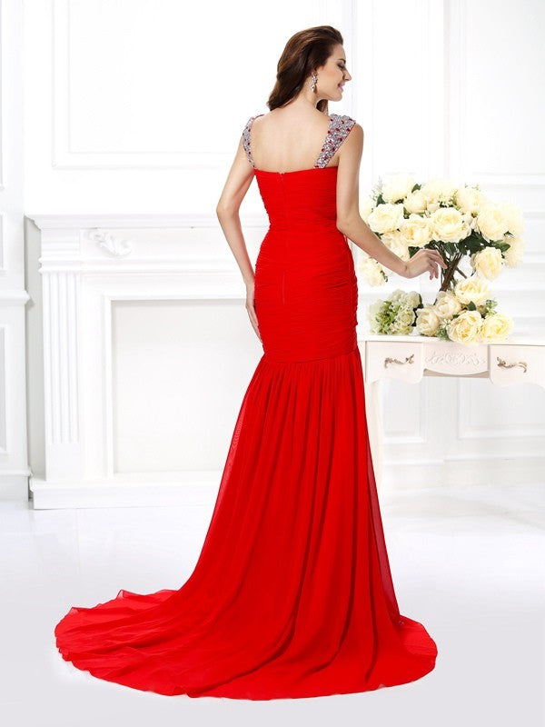Mermaid Chiffon Sleeveless Rhinestone Dress - Chloe Dress
