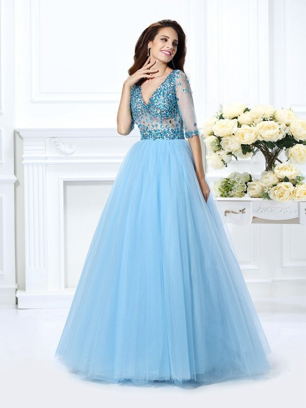 Ball Gown V-Neck Satin Gown - Chloe Dress