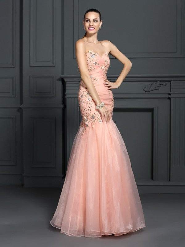 Mermaid Sweetheart Organza Sleeveless Applique Dress - Chloe Dress