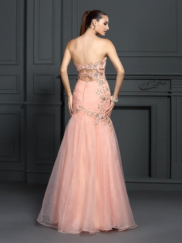 Mermaid Sweetheart Organza Sleeveless Applique Dress - Chloe Dress