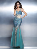 Mermaid Spaghetti Strap Satin Sleeveless Rhinestone Dress - Chloe Dress