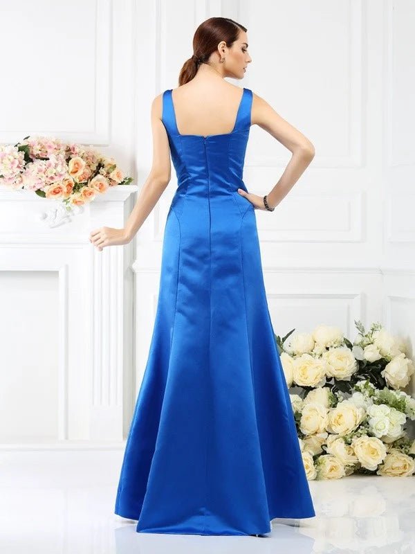Royal Blue Sweetheart Wide Strap Satin Mermaid Bridesmaid Dresses