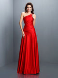 A-Line One-Shoulder Satin Sleeveless Pleated Dress - Chloe Dress