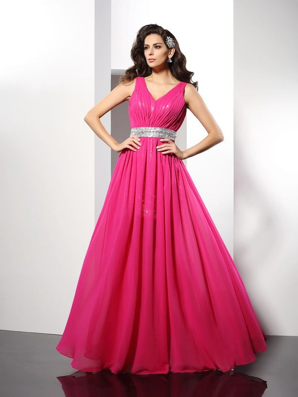 A-Line V-Neck Chiffon Sleeveless Dress - Chloe Dress