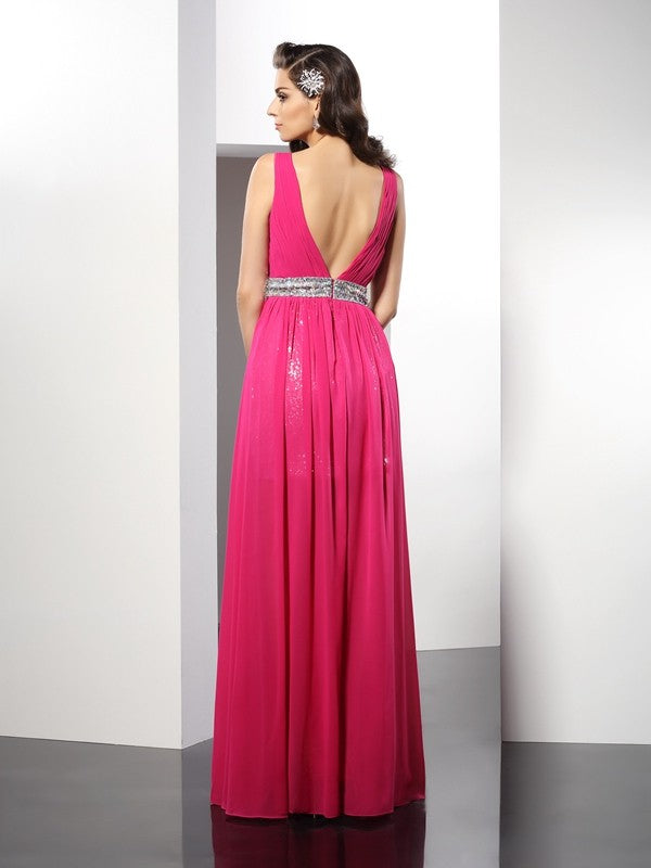 A-Line V-Neck Chiffon Sleeveless Dress - Chloe Dress