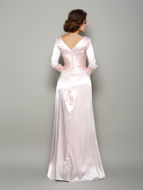 A-Line V-Neck Satin Long Sleeve Dress - Chloe Dress