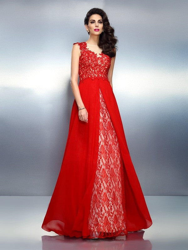 A-Line Sleeveless Applique Tea-Length Dress - Chloe Dress