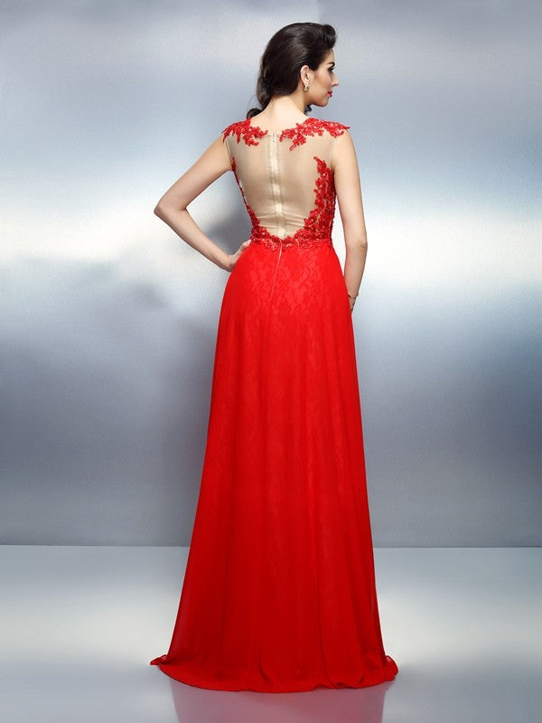 A-Line Sleeveless Applique Tea-Length Dress - Chloe Dress