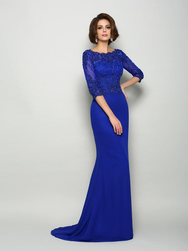 Mermaid Chiffon Three-Quarter Sleeve Dress - Chloe Dress