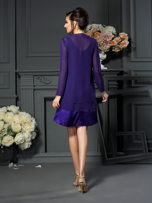 A-Line Square Neck Chiffon Sleeveless Mini Dress - Chloe Dress