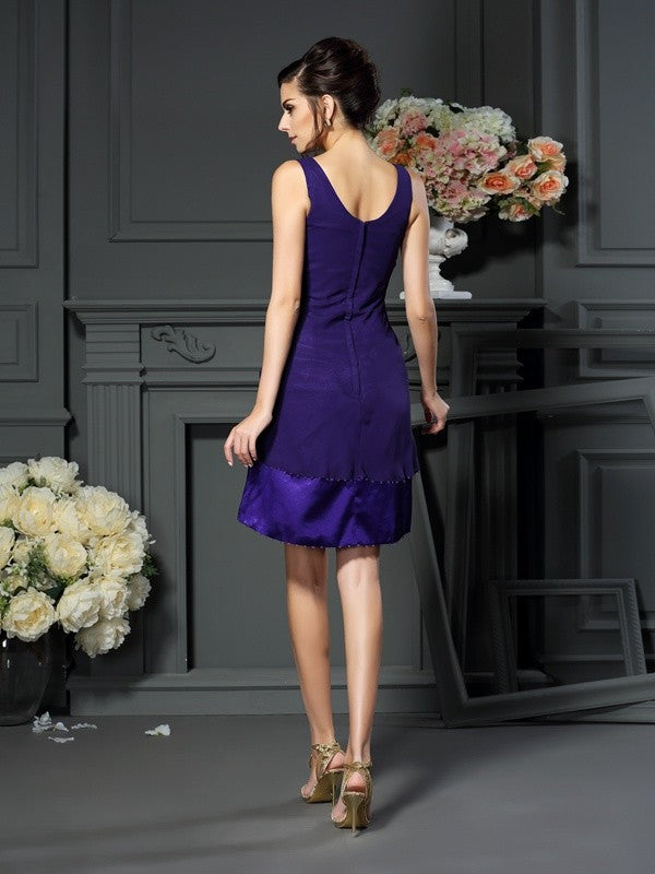 A-Line Square Neck Chiffon Sleeveless Mini Dress - Chloe Dress