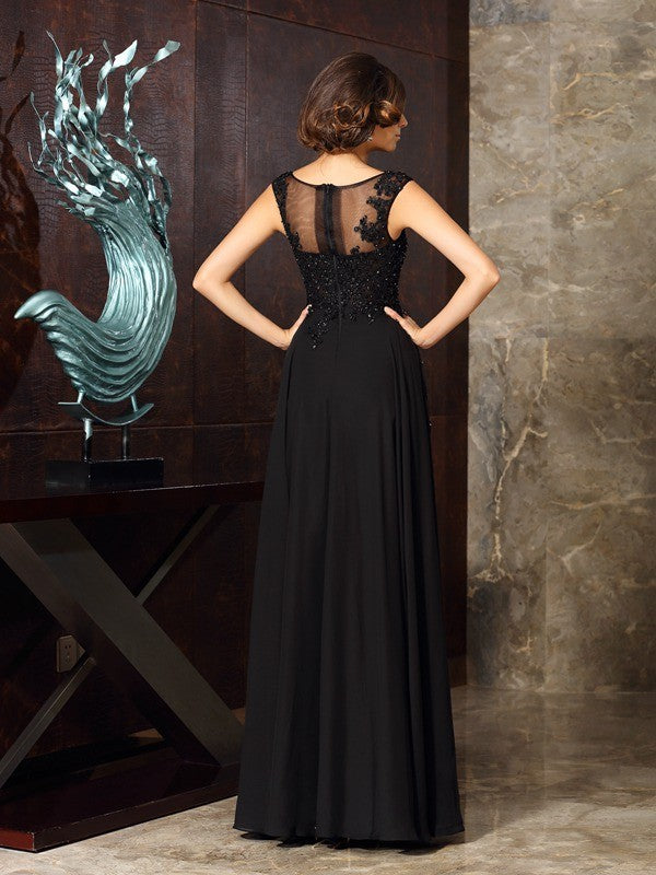 A-Line Chiffon Sleeveless Applique Dress - Chloe Dress