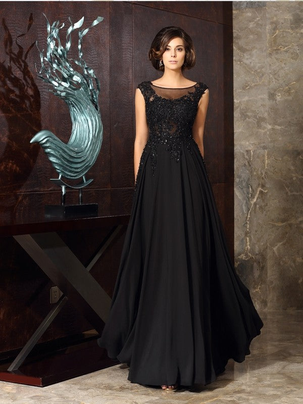 A-Line Chiffon Sleeveless Applique Dress - Chloe Dress