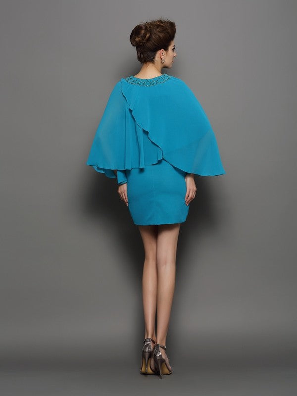 Sheath Satin Long Sleeve Mini Dress - Chloe Dress