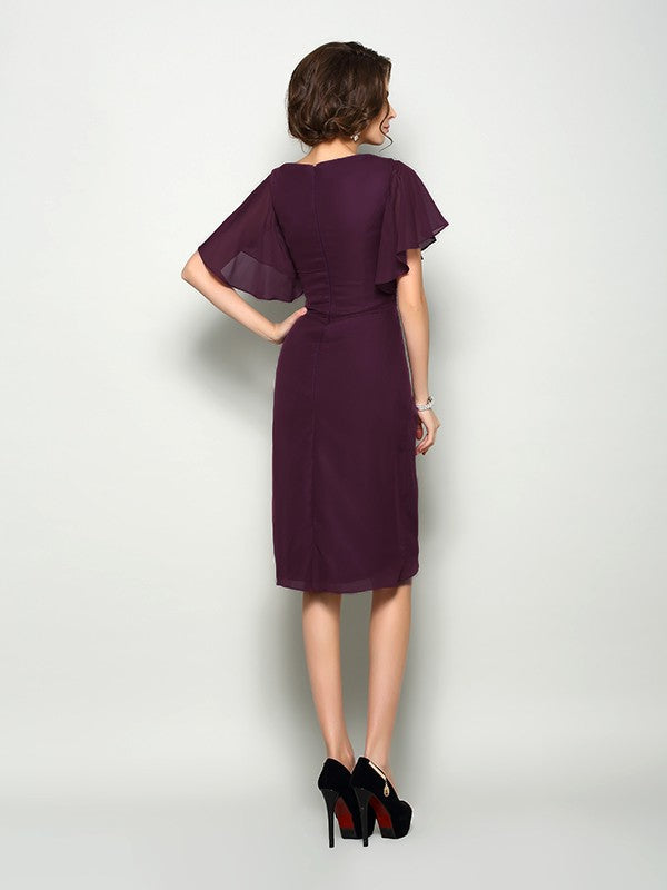 A-Line Square Neck Chiffon Short Sleeve Mini Dress - Chloe Dress