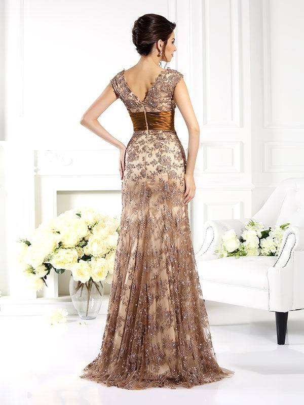 A-Line V-Neck Lace Sleeveless Ruffled Dress - Chloe Dress