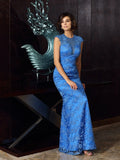 Mermaid High Neck Satin Sleeveless Applique Dress - Chloe Dress