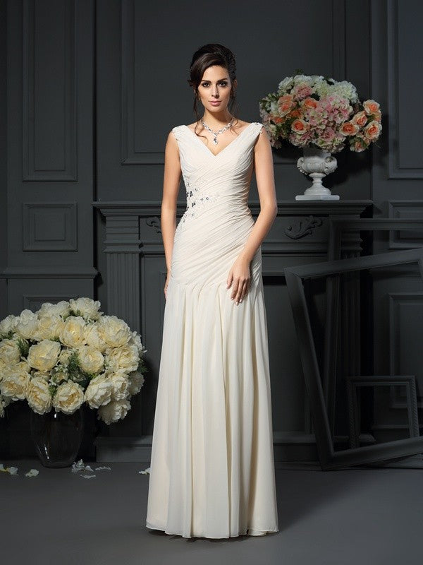 Sheath V-Neck Chiffon Sleeveless Dress - Chloe Dress