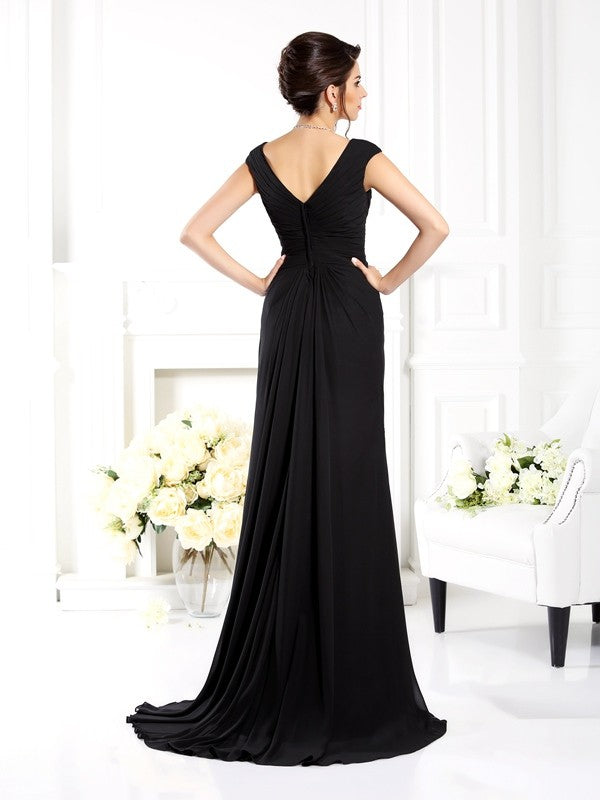 A-Line V-Neck Chiffon Sleeveless Ruffled Dress - Chloe Dress
