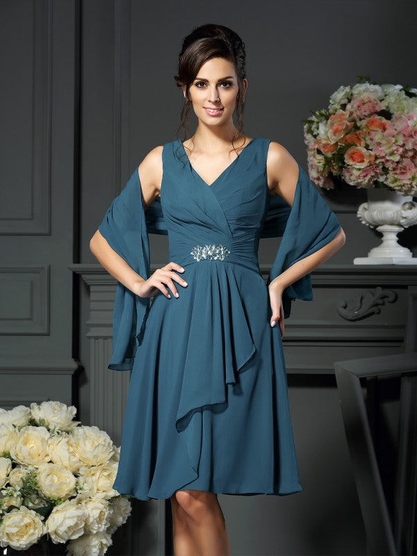 A-Line V-Neck Chiffon Sleeveless Mini Dress - Chloe Dress